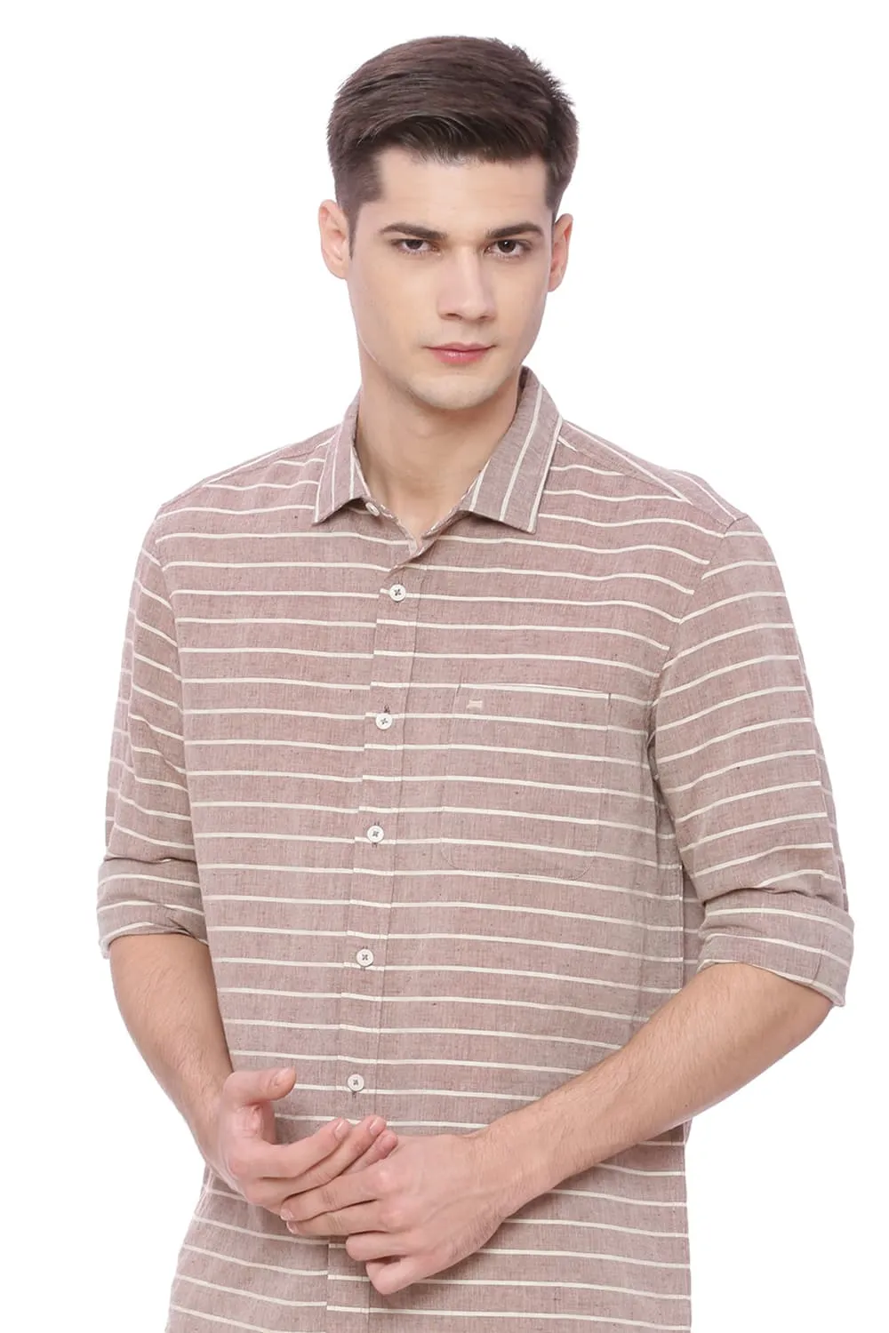 Slim Fit Madder Weft Stripes Shirt