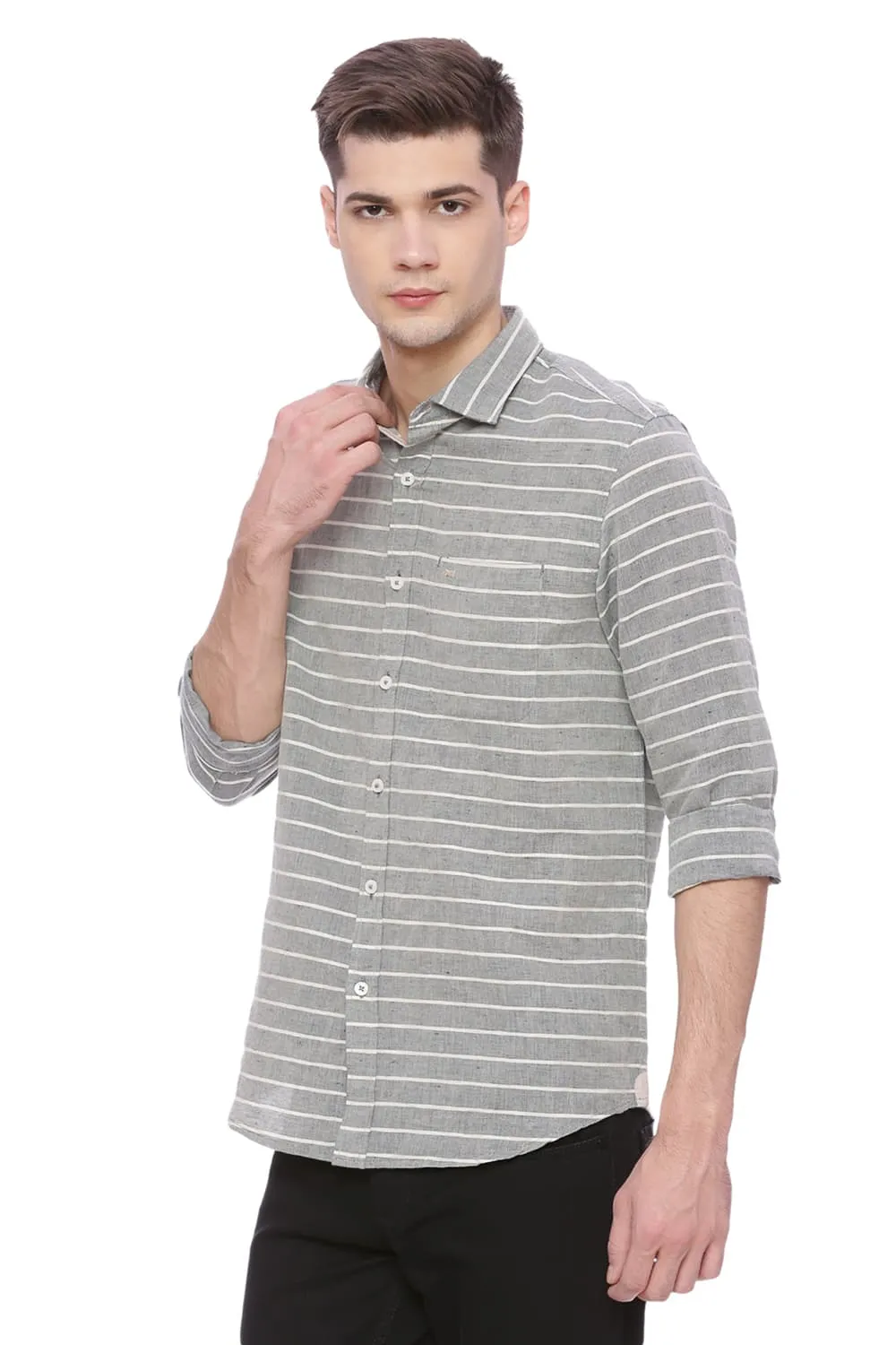 Slim Fit Madder Weft Stripes Shirt