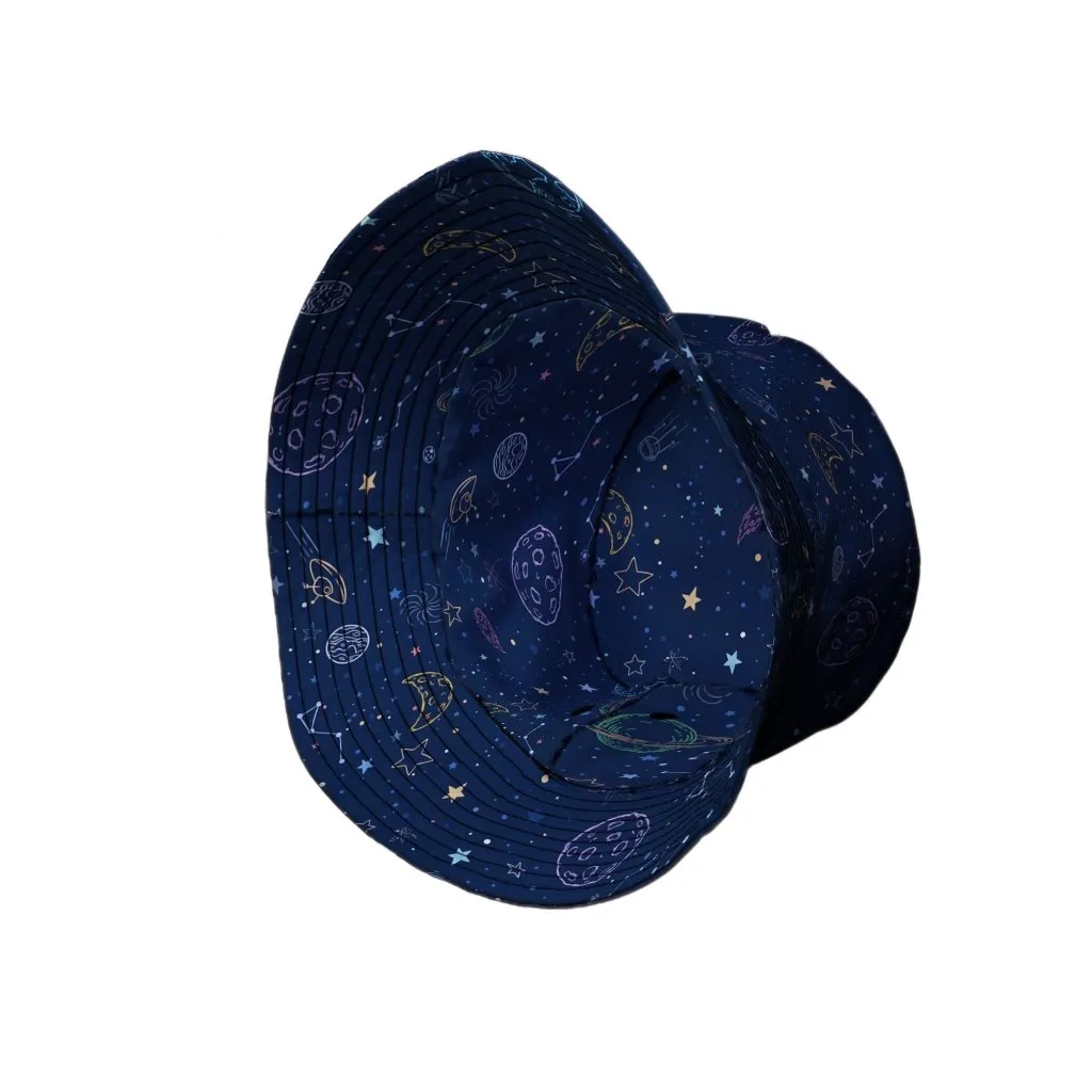 Space Doodles Blue Bucket Hat