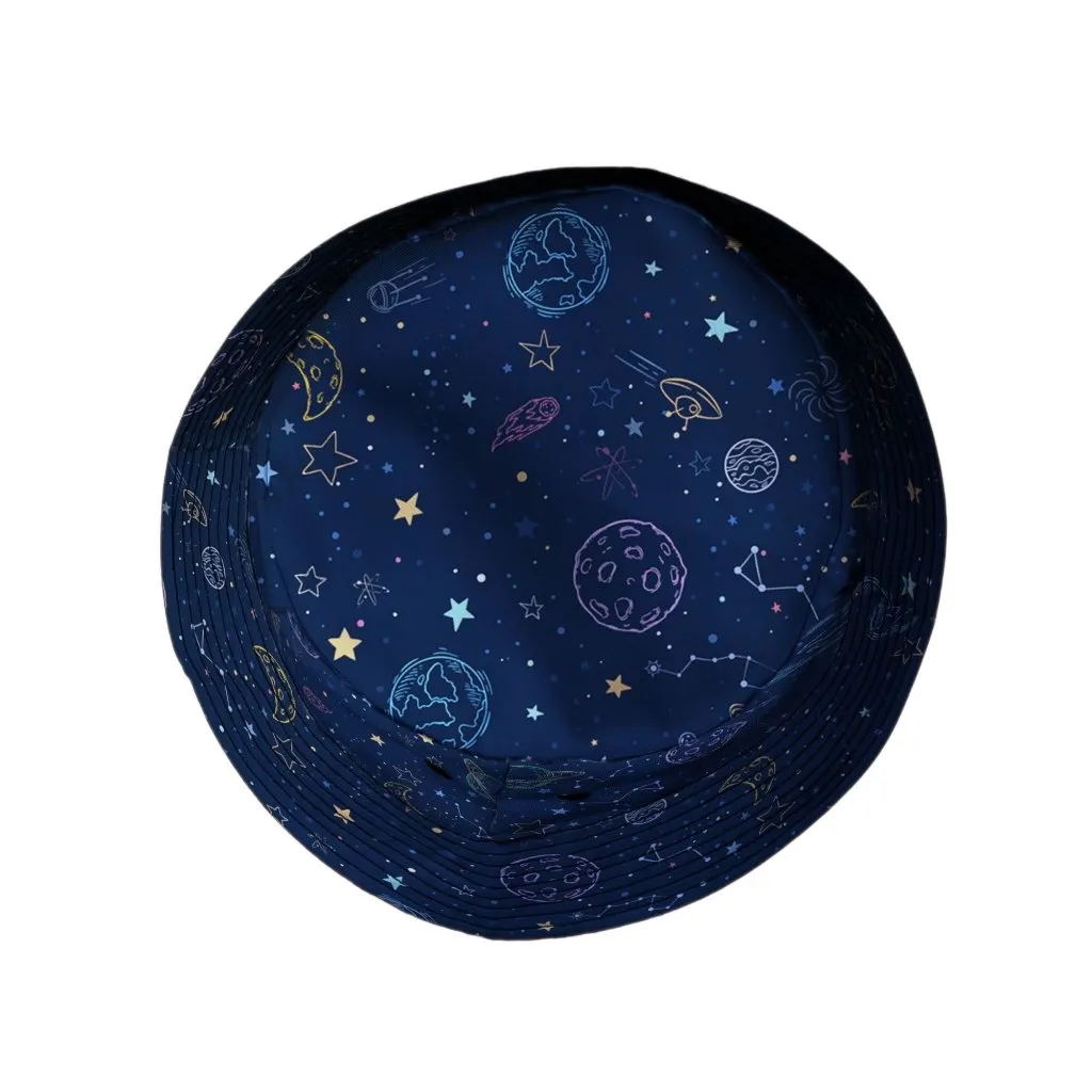 Space Doodles Blue Bucket Hat