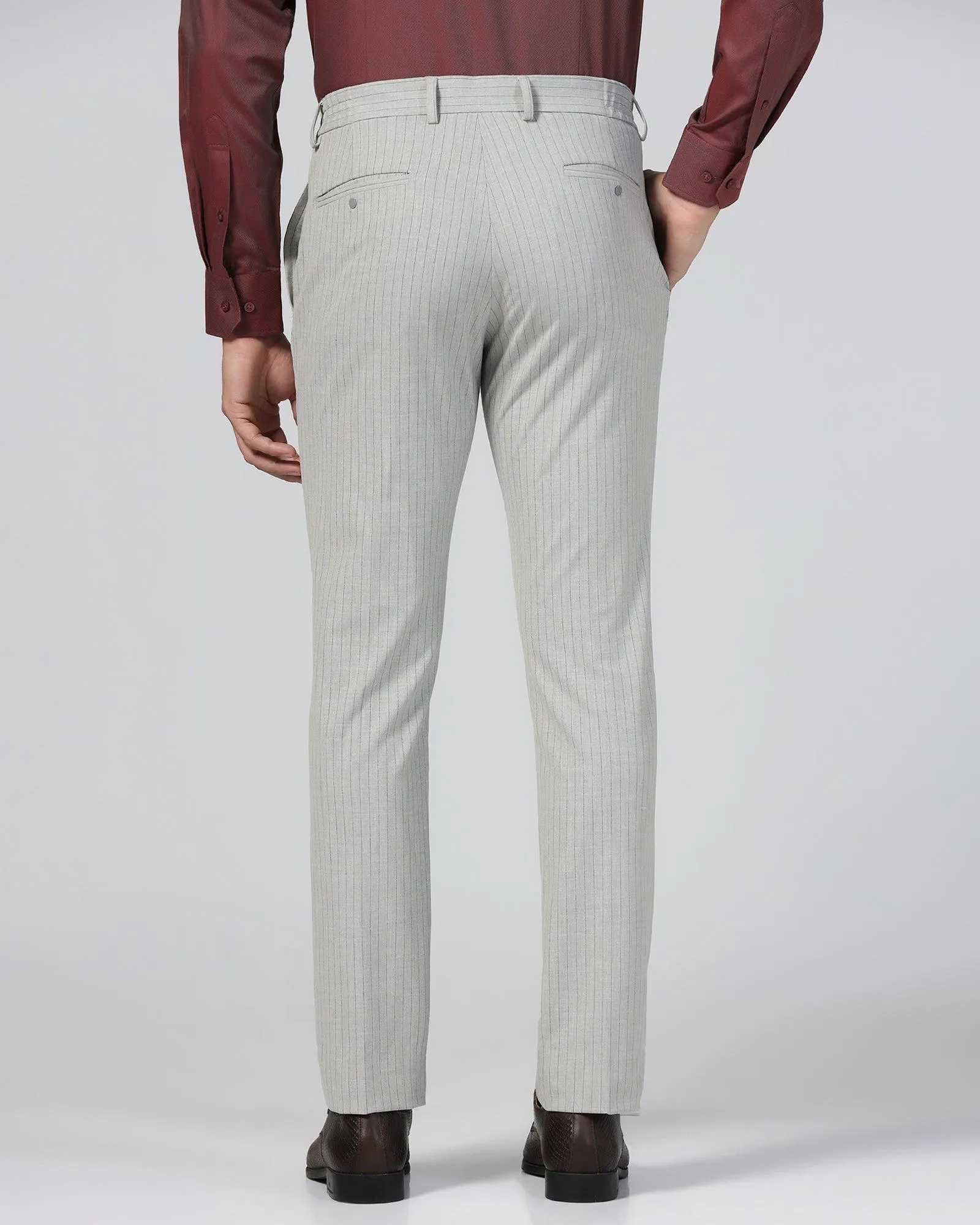 Super Slim Phoenix Formal Light Grey Stripe Trouser - Wiper