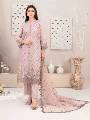 Tawakkal "Mehri" Fancy Embroidered Lawn Suit (D3072) - Dusky Pink