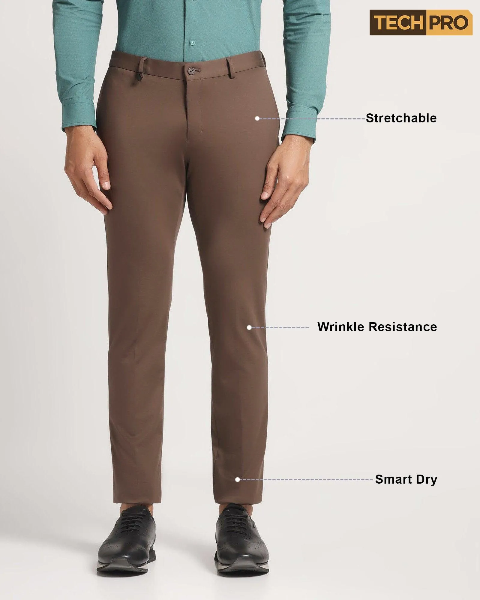 TechPro Slim Fit B-91 Formal Brown Solid Trouser - Explorer