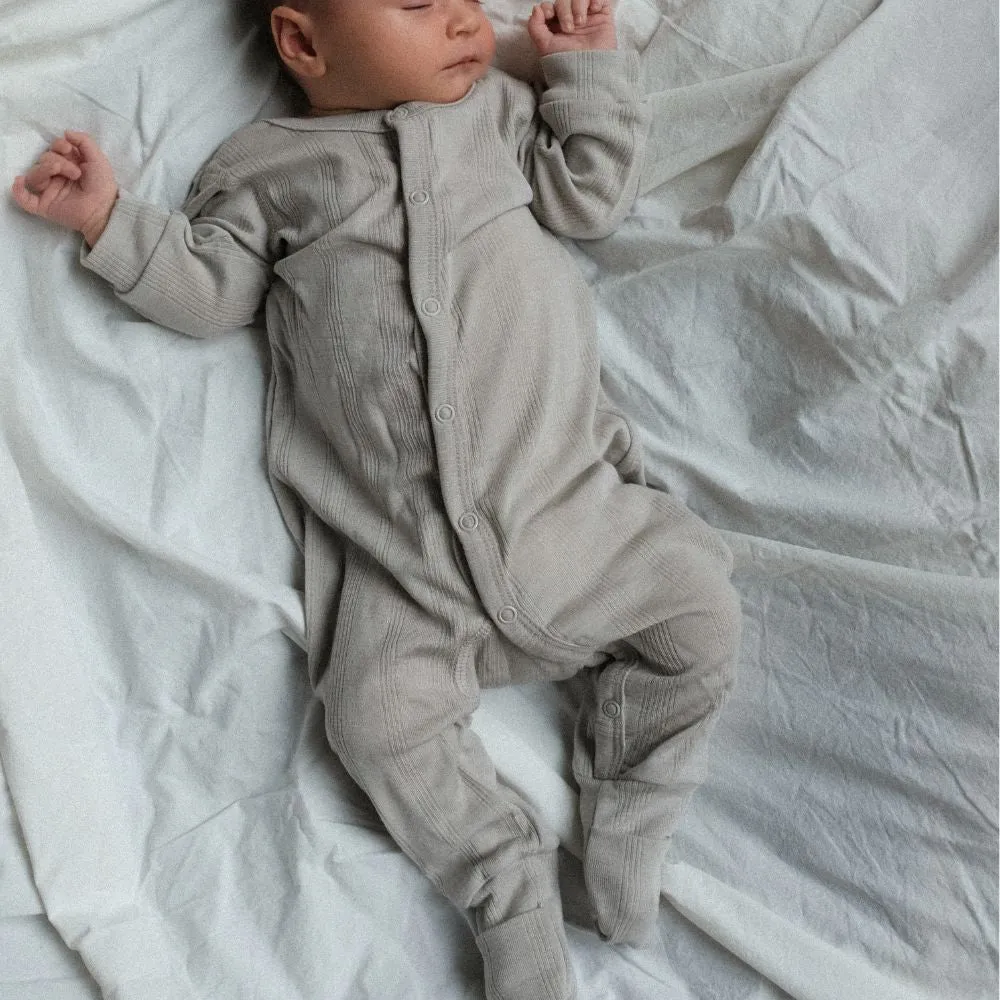 Tothemoon ☾ - Sleep suit - 2 in 1 Foot - Wool & silk - Needle pattern - Dove