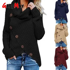 Turtleneck Women's Winter Sweater - Plus Size - Winter Warm Irregular Pullover - Thick Cute Female Sweater (D23)(D20)(TB8C)(TB8A)(TP3)