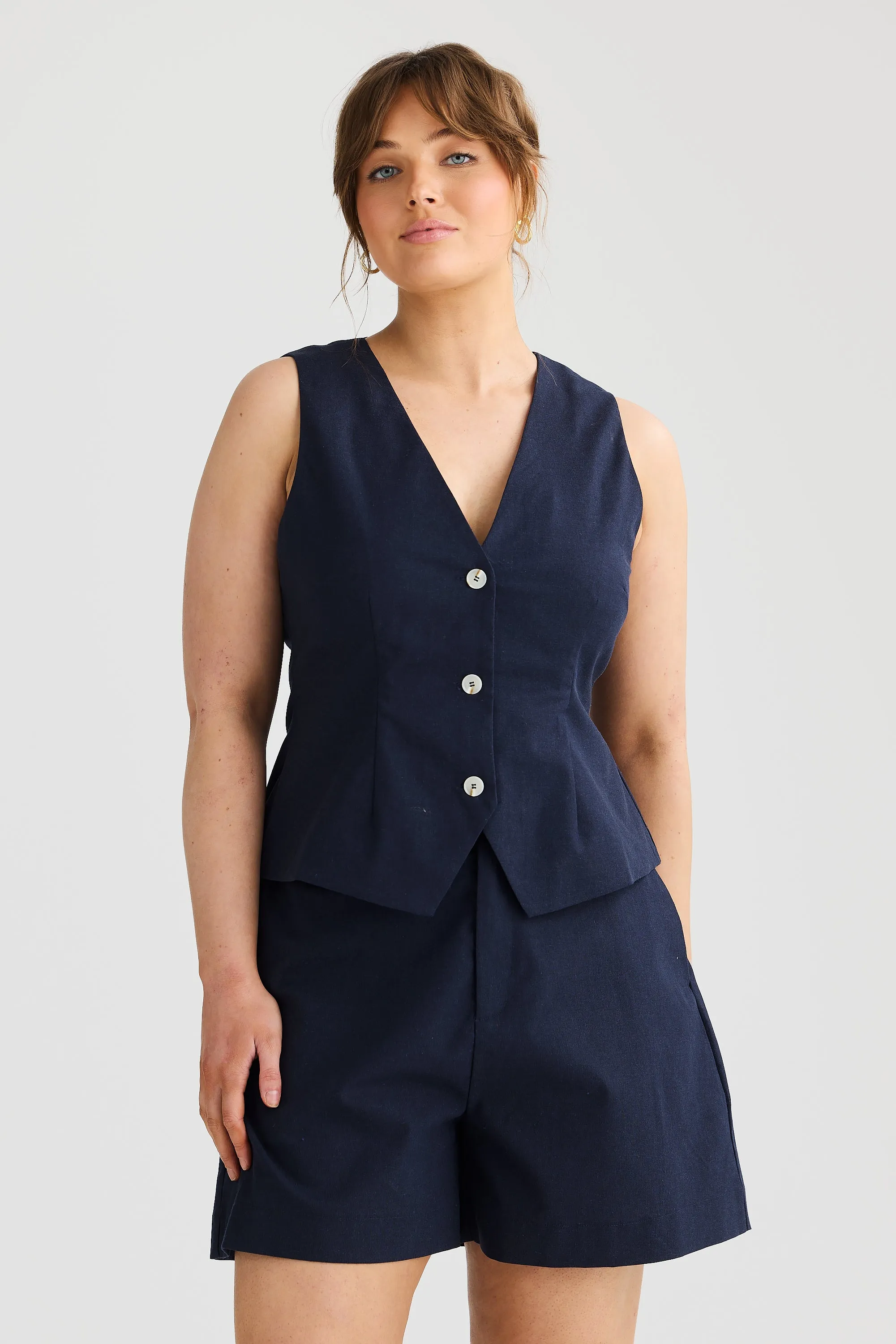 V Neck Vest - Navy