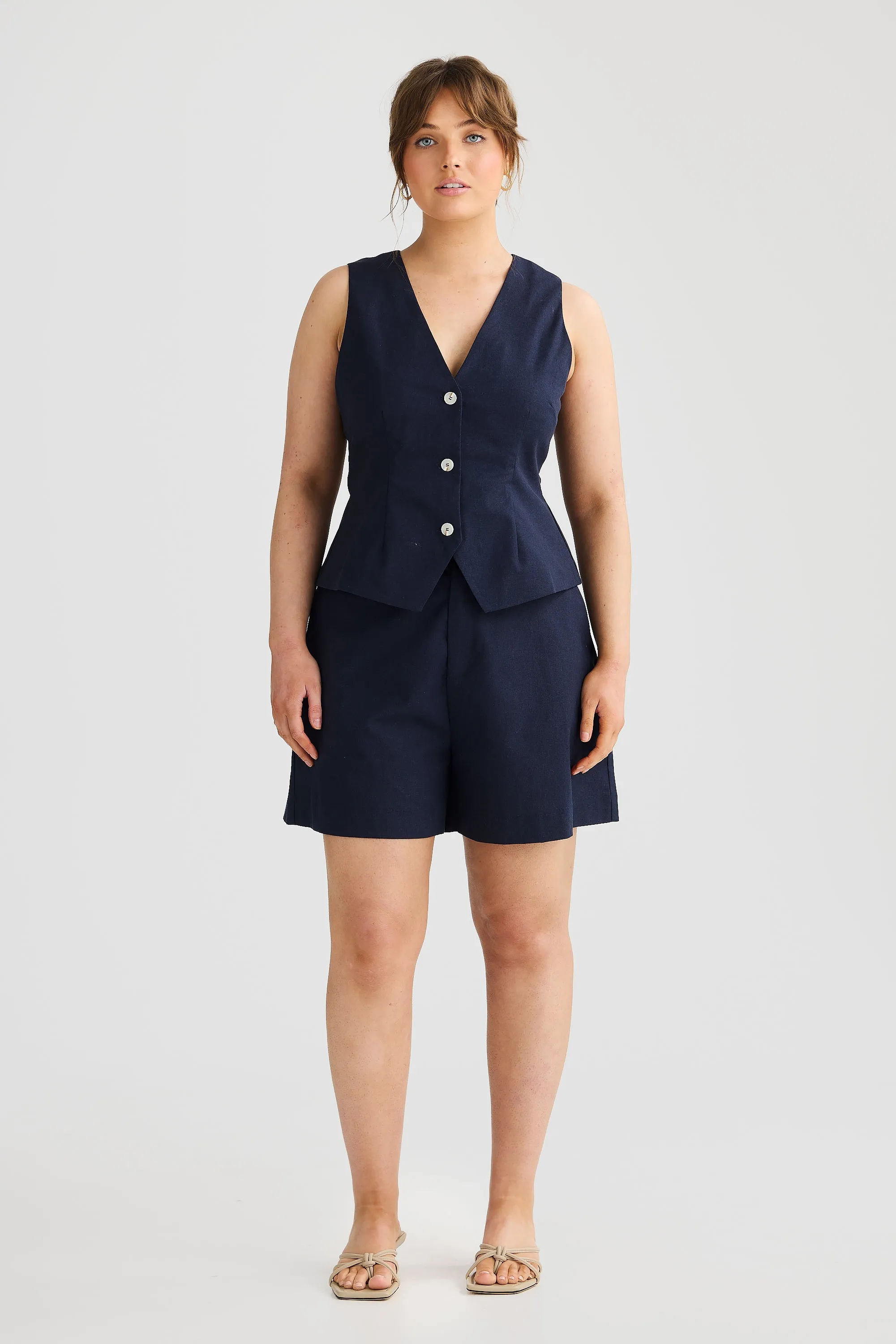 V Neck Vest - Navy