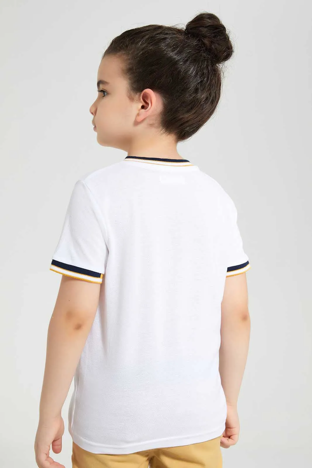 White Pique Stand Polo Shirt