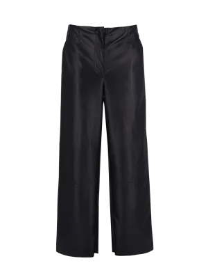 wide-leg faux-leather trousers