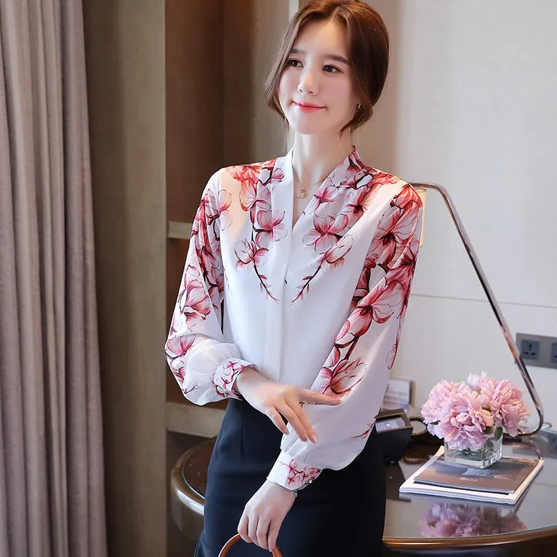 Women flower shirts Chiffon Blouse