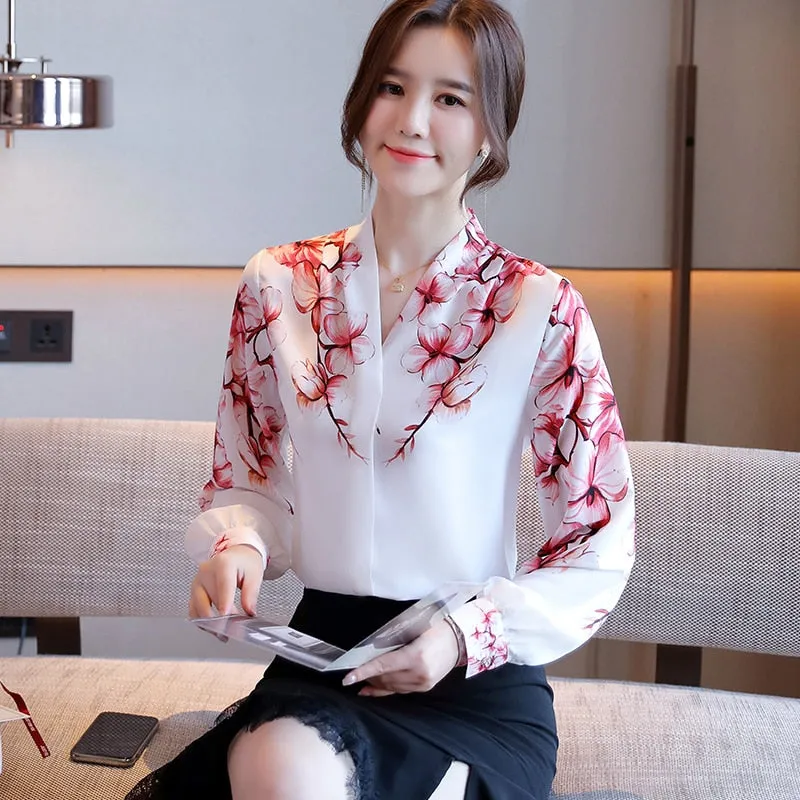 Women flower shirts Chiffon Blouse