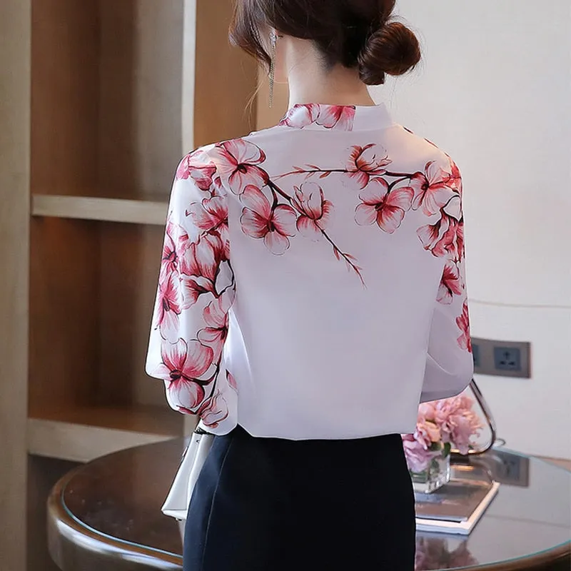 Women flower shirts Chiffon Blouse