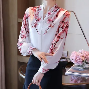 Women flower shirts Chiffon Blouse