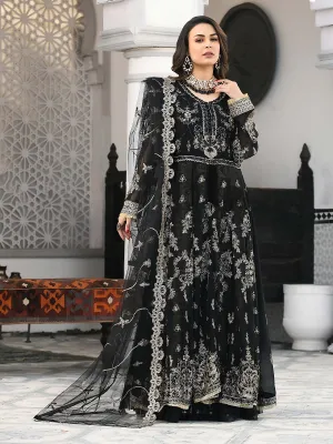 Zahra Rubab Black Khaadi Net 3-Piece Maxi Suit